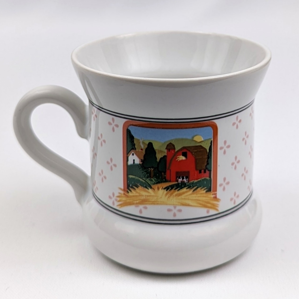 Vintage Ceramic Mug Child's Cup Vandor Country Collection Barn Scene and Lamb